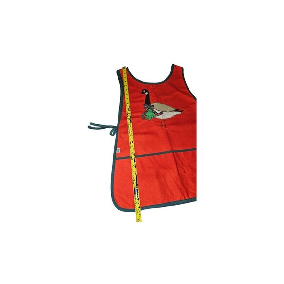 Vintage Mullens Smock Apron With Goose Embroidery Red/Black Adjustable Size - Picture 5 of 10